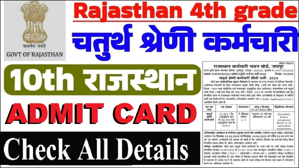 Rajasthan 4th Class Employee Group-D Admit Card 2025: Download Hall Ticket, Exam Date @ official rssb.rajasthan.gov.in